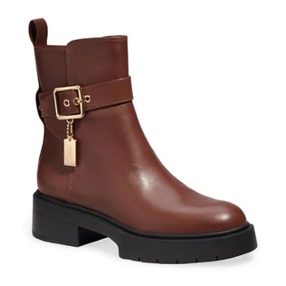 COACH Lacey Leather Lug-Sole Ankle Boots - Picture 2 of 6